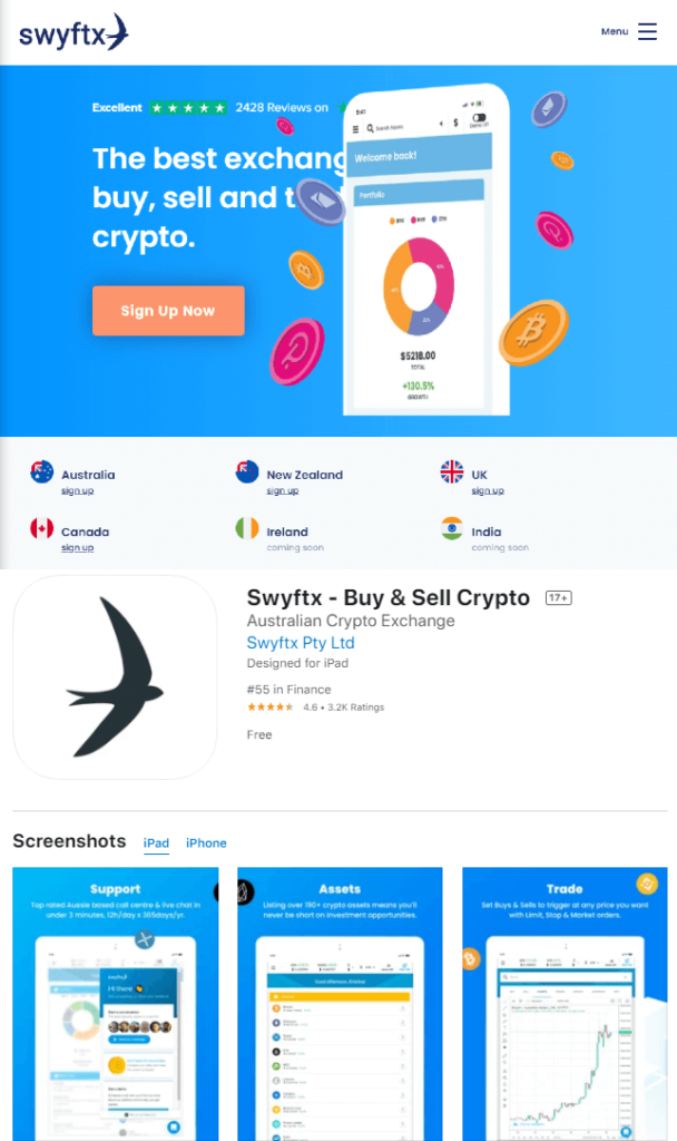 Swyftx Homepage